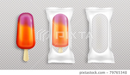 Fruit popsicle in white package with clear window Fruit popsicle in white package with clear window 79765348