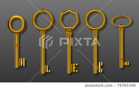 Vector realistic old gold keys collection 79765390