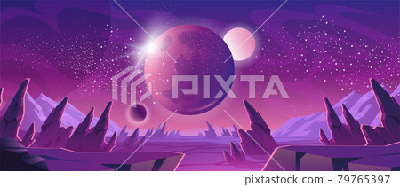 Space background with planet landscape and stars Space background with planet landscape and stars 79765397