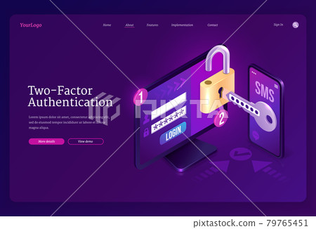 Two-factor authentication isometric landing page 79765451