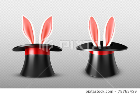 Rabbit ears stick out magician top hat cylinder Rabbit ears stick out magician top hat cylinder 79765459