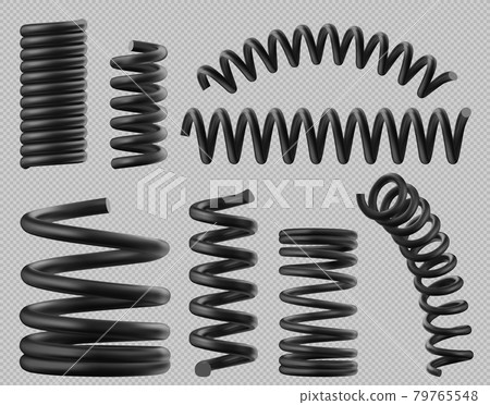 Black spring coils, flexible spiral metal wire 79765548
