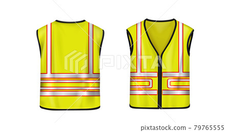 Safety vest front and back view, yellow jacket 79765555