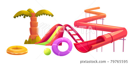 Aquapark objects summer water park equipment set Aquapark objects summer water park equipment set 79765595