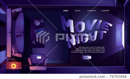 Movie night cartoon landing page, dark living room Movie night cartoon landing page, dark living room 79765666