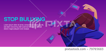 Stop bullying poster with sad victim girl Stop bullying poster with sad victim girl 79765683
