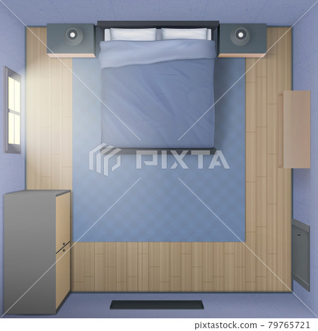 Bedroom interior top view, modern 3d home or hotel 79765721