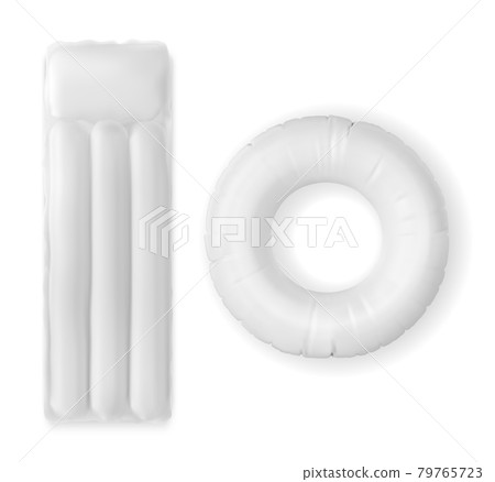 Inflatable water mattress and ring for pool 3d 79765723