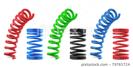 Metal springs, realistic colorful isolated coils Metal springs, realistic colorful isolated coils 79765724