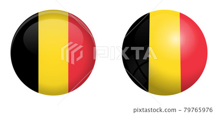 Belgium flag under 3d dome button and on glossy sphere / ball. Belgium flag under 3d dome button and on glossy sphere / ball. 79765976
