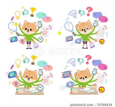 一組做多任務處理的狗男孩 一組做多任務處理的狗男孩 79766834