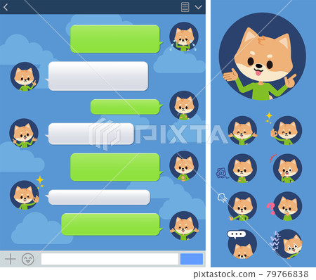 A set of dog boys expressing various emotions on SNS screens 79766838