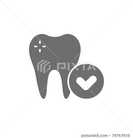 Vector healthy tooth, dental care grey icon. - Stock Illustration ...