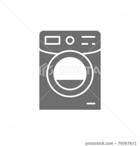 Washing machine, washer grey icon. Isolated on white background Washing machine, washer grey icon. Isolated on white background 79767671