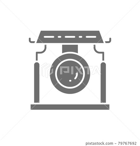 Chinese gong, asian musical instrument grey icon. Chinese gong, asian musical instrument grey icon. 79767692
