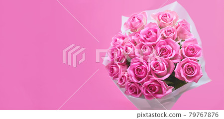 A bouquet of pink roses on a pink background, a banner A bouquet of pink roses on a pink background, a banner 79767876