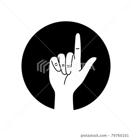 Hand showing one count black glyph icon. Pointing hand. Make the index finger up gesture. Pictogram for web page, mobile app, promo. UI UX GUI design element. Editable stroke 79768101