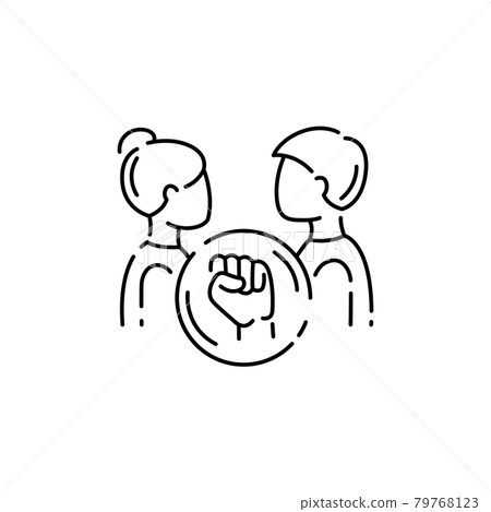 Violence in family color line icon. Men bullying women concept. Violence in family color line icon. Men bullying women concept. 79768123
