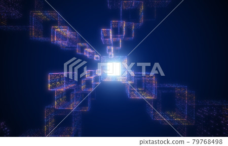 Digital glowing particles tunnel network abstract background. Futuristics technology and computer big data concept. Cyberspace and cyberpunk theme. 3D illustration rendering graphic design Digital glowing particles tunnel network abstract background. Futuristics technology and computer big data concept. Cyberspace and cyberpunk theme. 3D illustration rendering graphic design 79768498