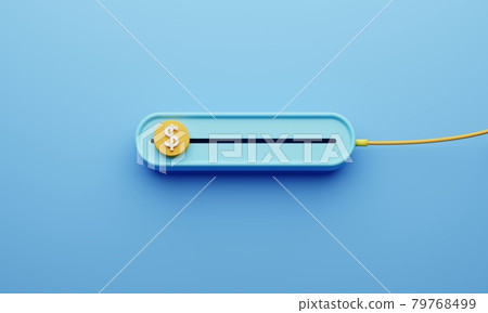 US dollar slide bar on blue background. Slider for making profit by sell or buy in FOREX stock market theme. Economic and business investment concept. 3D illustration rendering graphic design US dollar slide bar on blue background. Slider for making profit by sell or buy in FOREX stock market theme. Economic and business investment concept. 3D illustration rendering graphic design 79768499