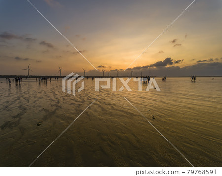 Taichung, Taiwan Gaomei Wetlands, Taichung, Taiwan in the evening 79768591