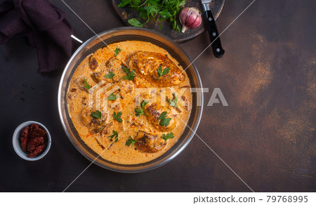Cajun chicken in a creamy sauce prepared in a pan Cajun chicken in a creamy sauce prepared in a pan 79768995