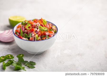 Homemade salsa pico de gallo, mexican cuisine Homemade salsa pico de gallo, mexican cuisine 79769009