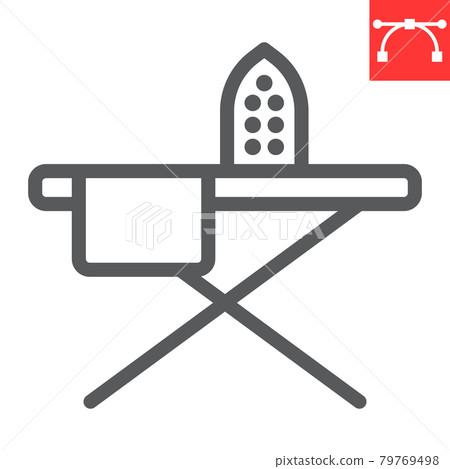 Ironing line icon, steam and laundry, iron sign vector graphics, editable stroke linear icon, eps 10. 79769498