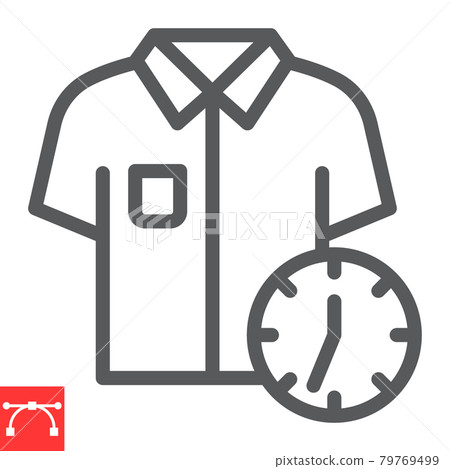 Express dry cleaning line icon, dry cleaning and wash, shirt with clock sign vector graphics, editable stroke linear icon, eps 10. Express dry cleaning line icon, dry cleaning and wash, shirt with clock sign vector graphics, editable stroke linear icon, eps 10. 79769499