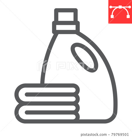 Fabric softener line icon, dry cleaning and wash, towel sign vector graphics, editable stroke linear icon, eps 10. Fabric softener line icon, dry cleaning and wash, towel sign vector graphics, editable stroke linear icon, eps 10. 79769501