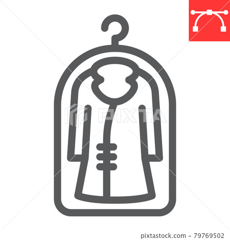 Cover fot clothes line icon, dry cleaning and wash, coat sign vector graphics, editable stroke linear icon, eps 10. 79769502
