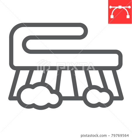 Hand scrubbing brush line icon, hygiene and disinfection, cleaning brush sign vector graphics, editable stroke linear icon, eps 10. Hand scrubbing brush line icon, hygiene and disinfection, cleaning brush sign vector graphics, editable stroke linear icon, eps 10. 79769564