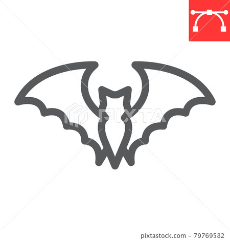 Bat line icon, halloween and scary, bat sign vector graphics, editable stroke linear icon, eps 10. 79769582