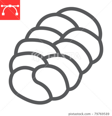 Challah line icon, bread and loaf, braided bread sign vector graphics, editable stroke linear icon, eps 10. Challah line icon, bread and loaf, braided bread sign vector graphics, editable stroke linear icon, eps 10. 79769589