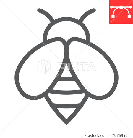 Bee line icon, insect and honey, bee sign vector graphics, editable stroke linear icon, eps 10. Bee line icon, insect and honey, bee sign vector graphics, editable stroke linear icon, eps 10. 79769591