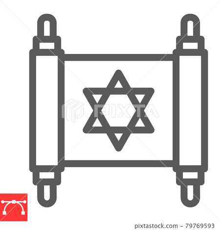 Jewish torah line icon, rosh hashanah and scroll, torah sign vector graphics, editable stroke linear icon, eps 10. 79769593