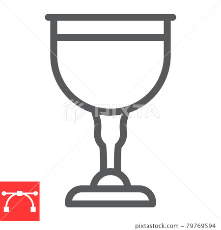 Jewish goblet line icon, rosh hashanah and Jewish cup, chalice sign vector graphics, editable stroke linear icon, eps 10. 79769594