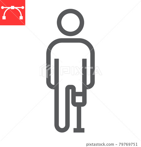 Man with leg prosthesis line icon, disability... - Stock Illustration ...