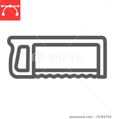 Hacksaw line icon, construction and carpentry, handsaw sign vector graphics, editable stroke linear icon, eps 10. 79769759