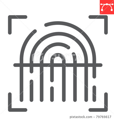 Fingerprint scan line icon, security and biometric, finger print sign vector graphics, editable stroke linear icon, eps 10. Fingerprint scan line icon, security and biometric, finger print sign vector graphics, editable stroke linear icon, eps 10. 79769817