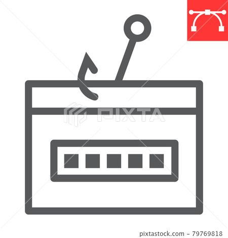 Password phishing line icon, security and theft, hacker attack sign vector graphics, editable stroke linear icon, eps 10. 79769818