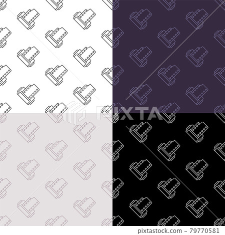set of seamless patterns with cylinder with old 35 mm photo film icon. Ornament for decoration and printing on fabric. Design element. Vector set of seamless patterns with cylinder with old 35 mm photo film icon. Ornament for decoration and printing on fabric. Design element. Vector 79770581