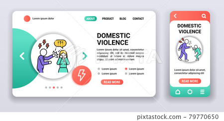 Domestic violence web banner and mobile app kit. Family bullying . Outline vector illustration. Domestic violence web banner and mobile app kit. Family bullying . Outline vector illustration. 79770650