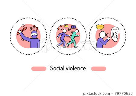 Social violence color line icon. People bullying Pictogram for web page, mobile app, promo. Editable stroke Social violence color line icon. People bullying Pictogram for web page, mobile app, promo. Editable stroke 79770653
