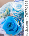Blue rose and diamond engagement ring 79770896