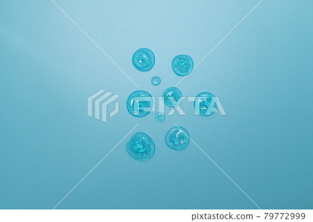 Antibacterial transparent gel drops pattern background. Hygiene and Health concept. Top view, copy space 79772999