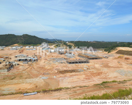 MALACCA, MALAYSIA -JANUARY 31, 2017: Aerial view of construction site in progress during daytime.  79773093