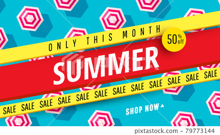 Summer sale banner template design vector illustration for seasonal offer, promotion, advertising. 79773144