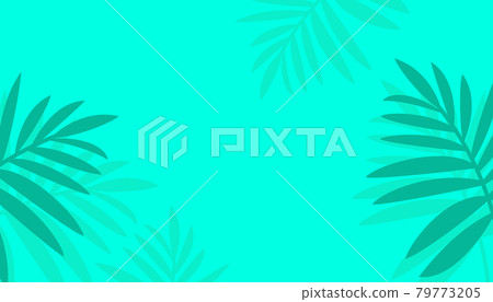 Hello summer template banner with tropical leaves on green background for flyer, invitation, poster 79773205
