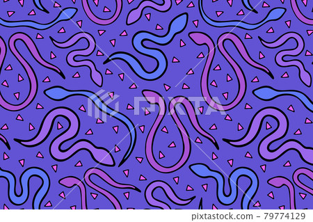 Bright snake vector seamless pattern. 79774129